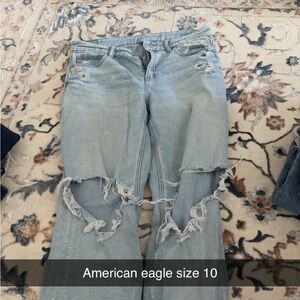 American Eagle Outfitters Light Blue Ripped Flare Jeans